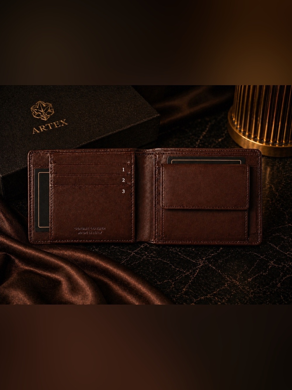 Valentina In Pell Genuine Leather Bifold Brown Wallet Coin Pocket - Picture 6 of 9